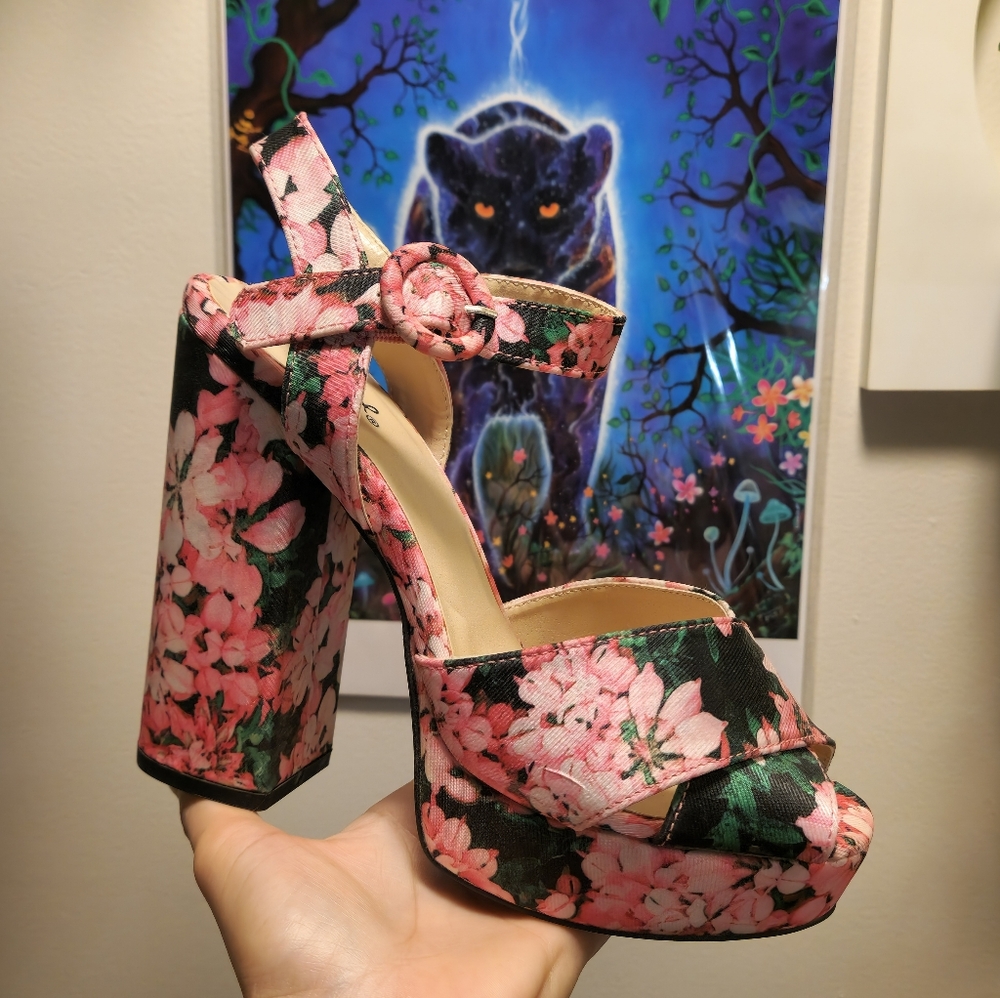 Floral Platform Heels